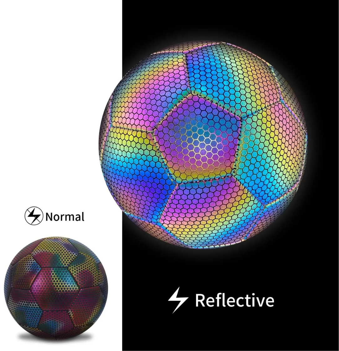 Balón de Fútbol Glow®️  Reflectante  Holográfico Luminoso Talla 5 Fútbol