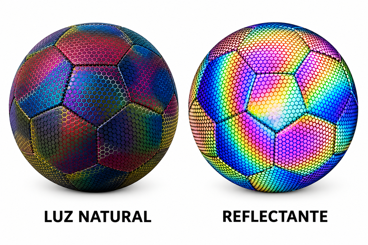 Balón de Fútbol Glow®️  Reflectante  Holográfico Luminoso Talla 5 Fútbol